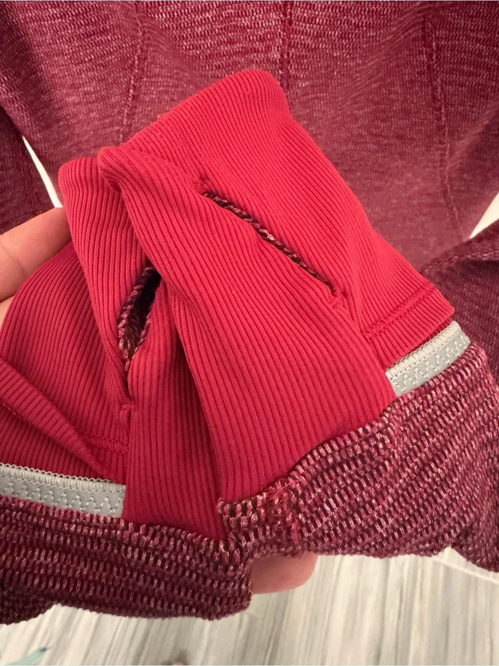 lululemon athletica Red Heather Half-Zip Cowl Pullover